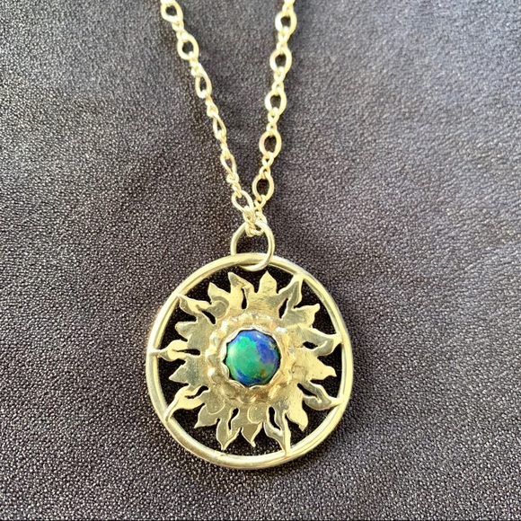 Sterling silver pendant w/ azurite malachite stone - Picture 2 of 8